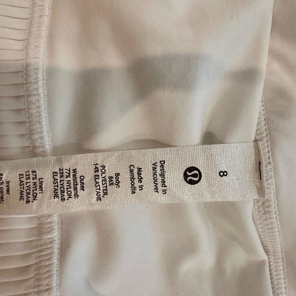 Lululemon Pleat to Street Skirt III White Tennis Pleated Skirt Skort Size 8. - Picture 4 of 5